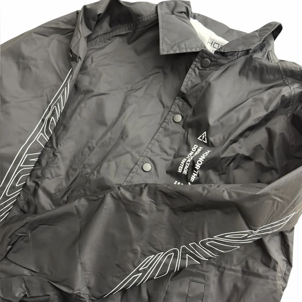 Honor The Gift Black Coach Jacket Graphic‎ Print Nylon Windbreaker Medium